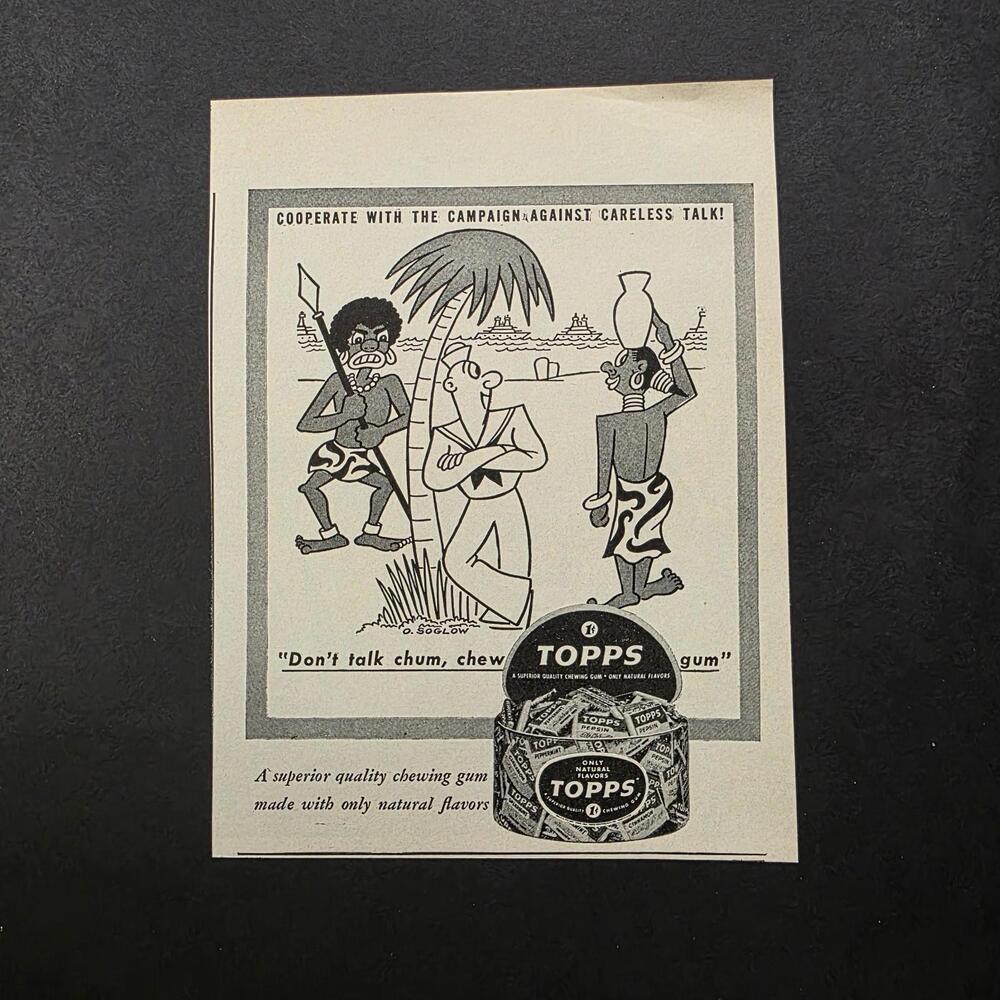 Vintage Topps Chewing Gum WWII Careless Talk Propaganda Ad
